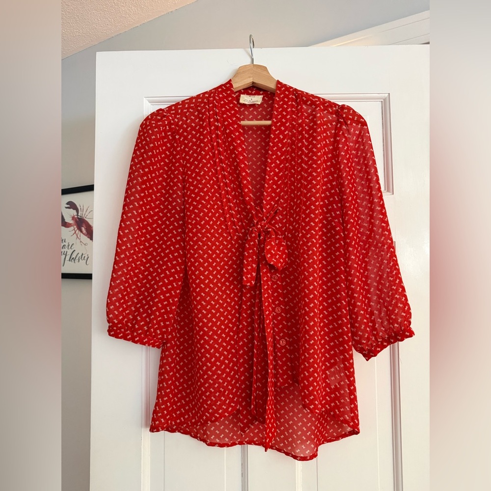 Pins & Needles Red Sheer Blouse